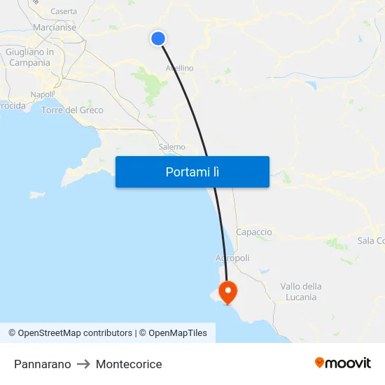 Pannarano to Montecorice map