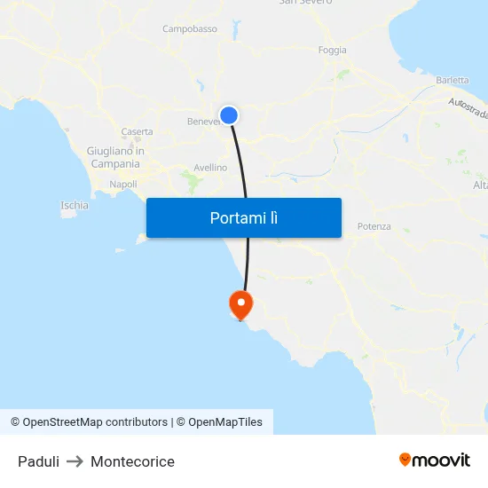 Paduli to Montecorice map