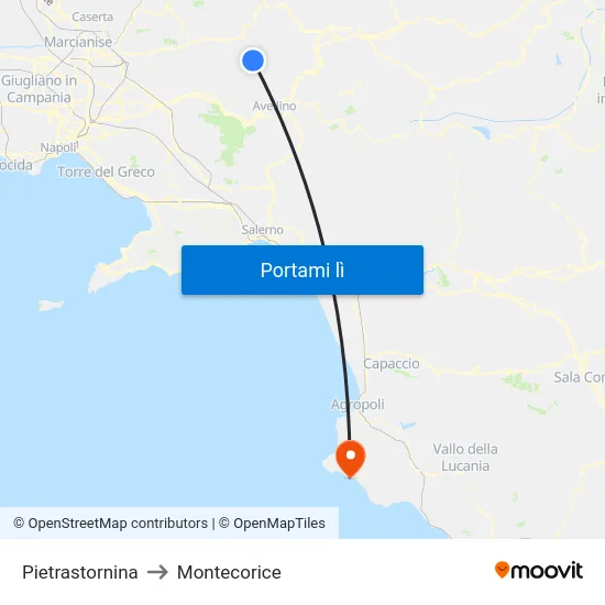 Pietrastornina to Montecorice map
