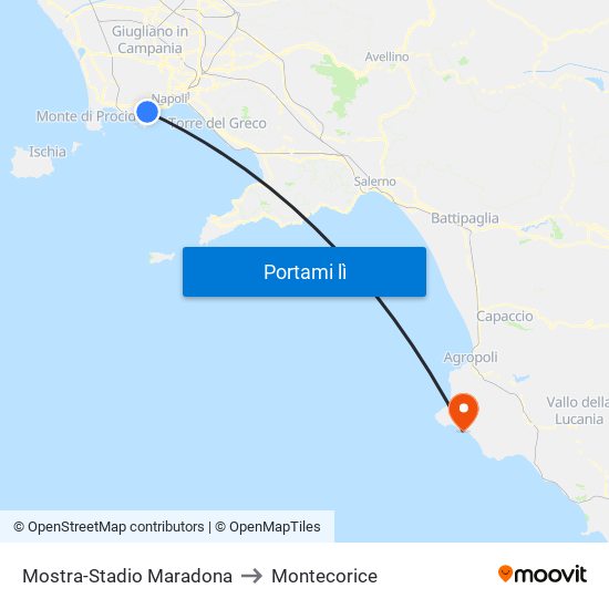 Mostra-Stadio Maradona to Montecorice map