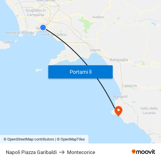 Napoli Piazza Garibaldi to Montecorice map