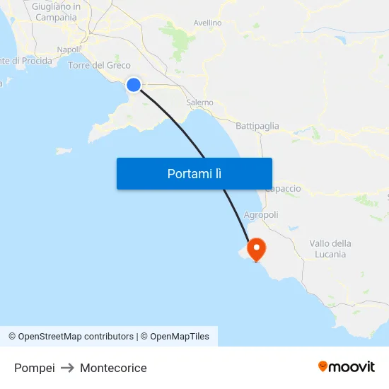 Pompei to Montecorice map