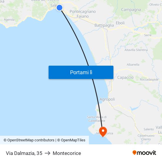 Via Dalmazia, 35 to Montecorice map