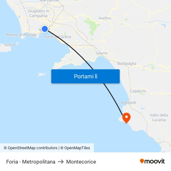 Foria - Metropolitana to Montecorice map