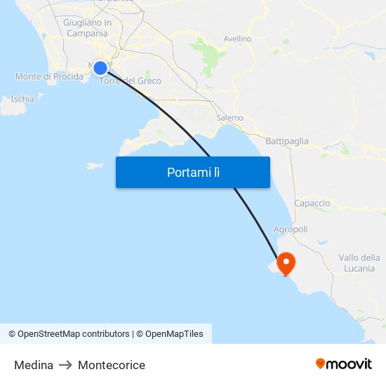 Medina to Montecorice map