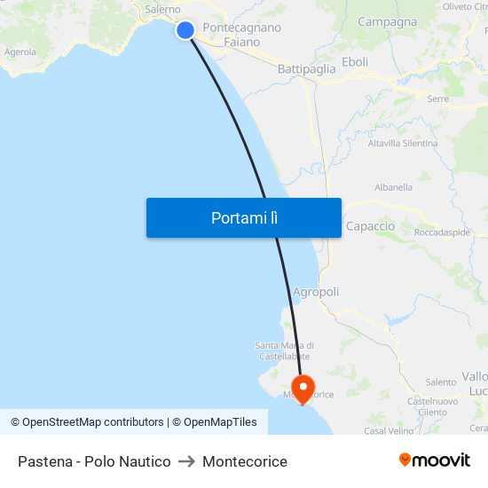Pastena  - Polo Nautico to Montecorice map