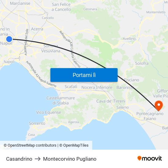 Casandrino to Montecorvino Pugliano map