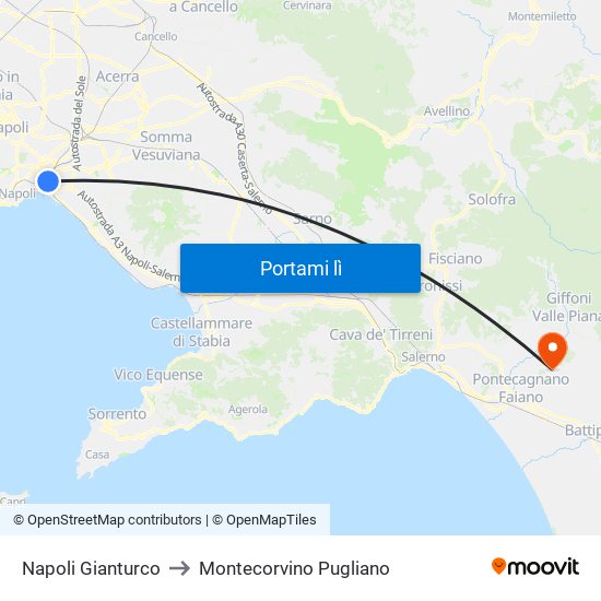 Napoli Gianturco to Montecorvino Pugliano map