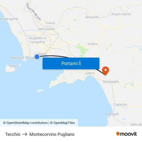 Tecchio to Montecorvino Pugliano map