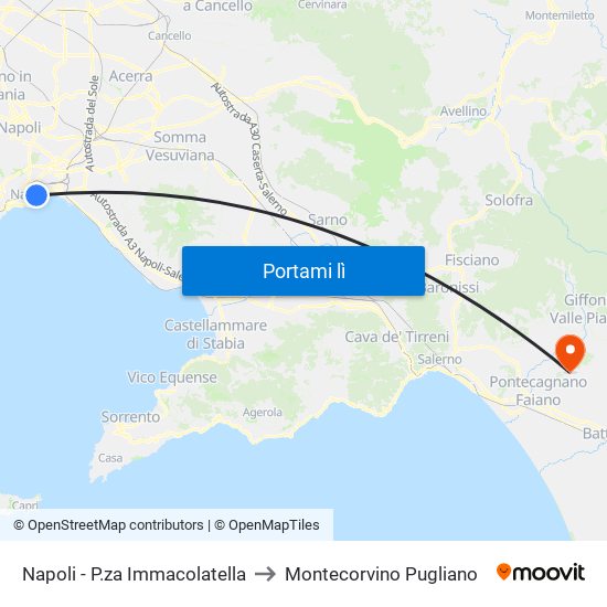 Napoli - P.za Immacolatella to Montecorvino Pugliano map