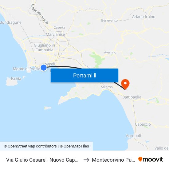Via Giulio Cesare - Nuovo Capolinea Ctp to Montecorvino Pugliano map