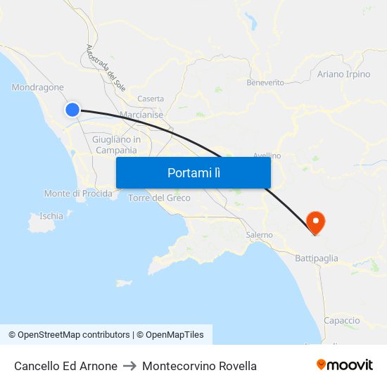 Cancello Ed Arnone to Montecorvino Rovella map