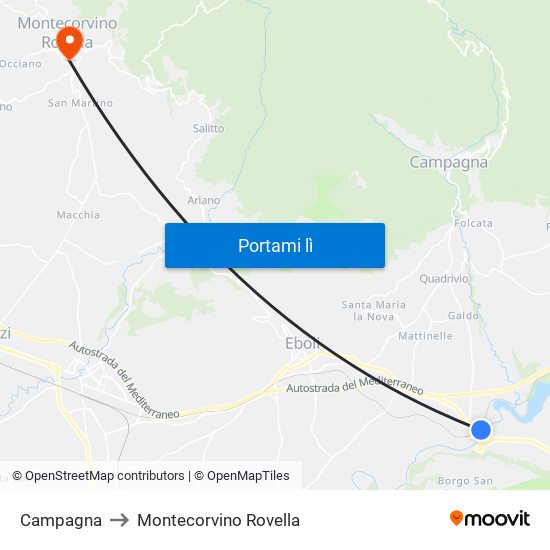 Campagna to Montecorvino Rovella map