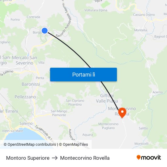 Montoro Superiore to Montecorvino Rovella map