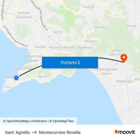 Sant' Agnello to Montecorvino Rovella map