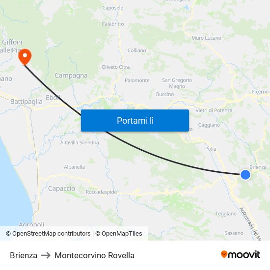 Brienza to Montecorvino Rovella map
