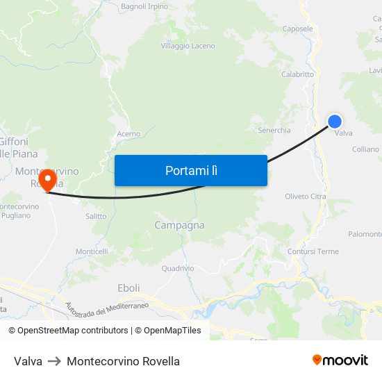 Valva to Montecorvino Rovella map