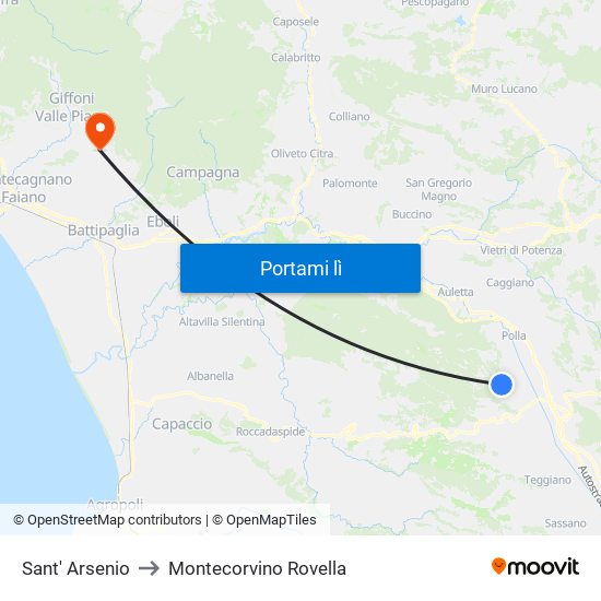 Sant' Arsenio to Montecorvino Rovella map