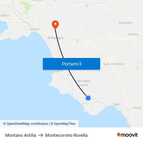 Montano Antilia to Montecorvino Rovella map