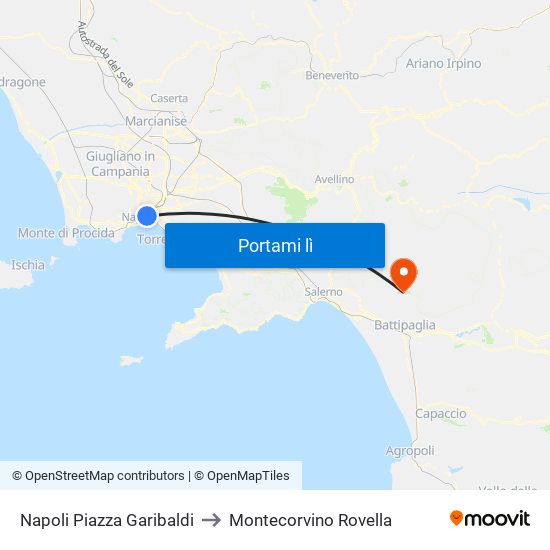 Napoli Piazza Garibaldi to Montecorvino Rovella map