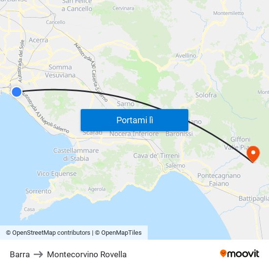 Barra to Montecorvino Rovella map