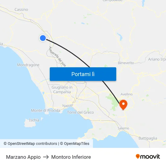 Marzano Appio to Montoro Inferiore map