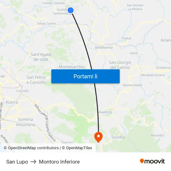 San Lupo to Montoro Inferiore map
