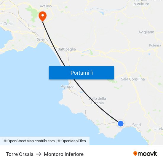 Torre Orsaia to Montoro Inferiore map