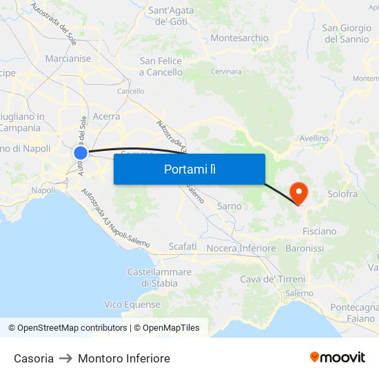 Casoria to Montoro Inferiore map