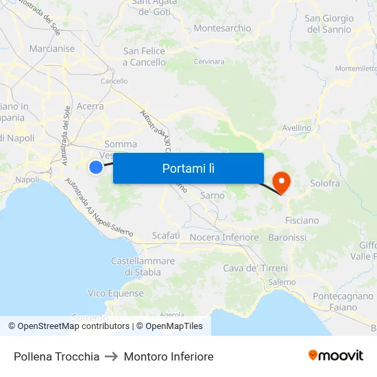 Pollena Trocchia to Montoro Inferiore map