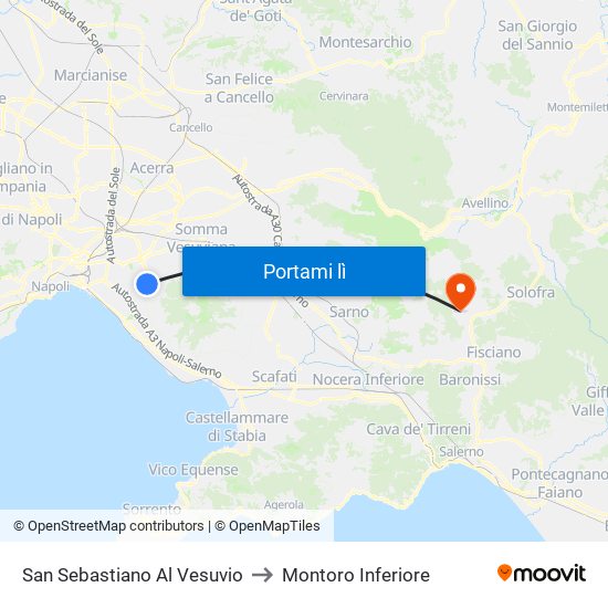 San Sebastiano Al Vesuvio to Montoro Inferiore map