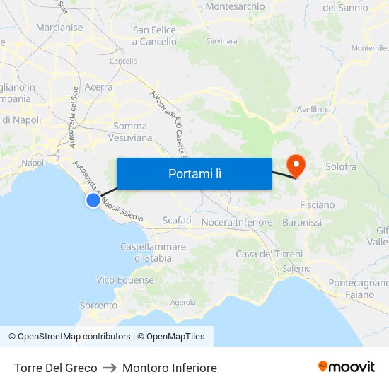 Torre Del Greco to Montoro Inferiore map