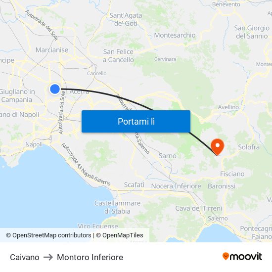 Caivano to Montoro Inferiore map
