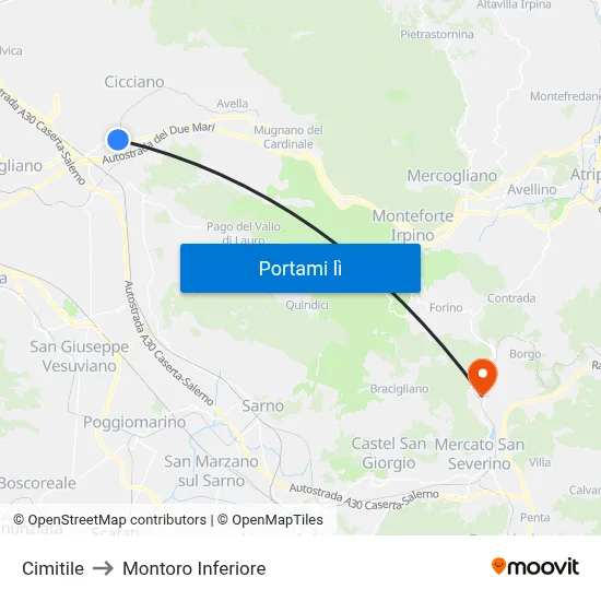 Cimitile to Montoro Inferiore map