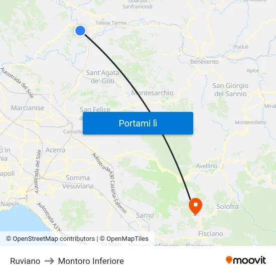 Ruviano to Montoro Inferiore map