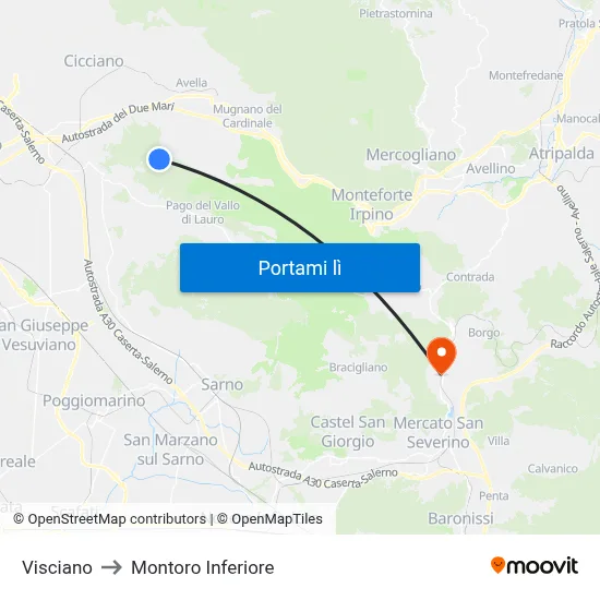 Visciano to Montoro Inferiore map