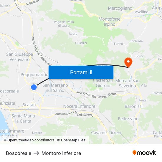 Boscoreale to Montoro Inferiore map