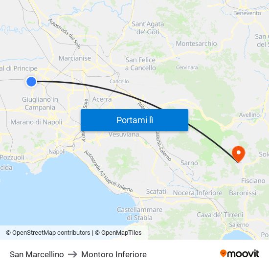 San Marcellino to Montoro Inferiore map