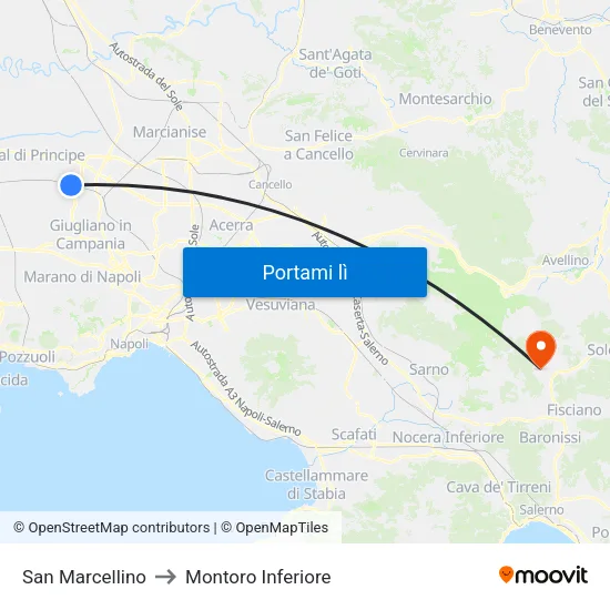 San Marcellino to Montoro Inferiore map