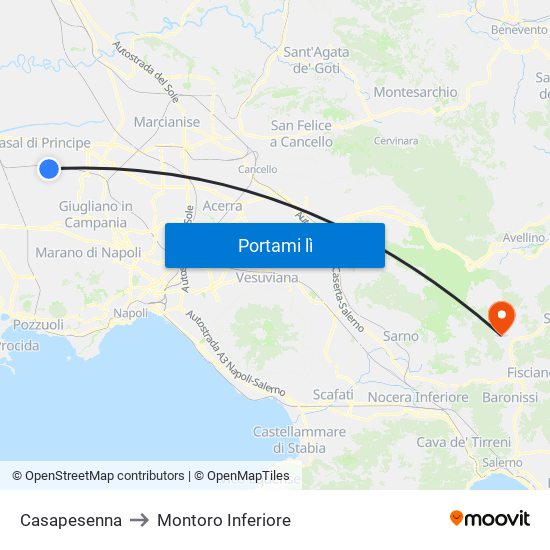 Casapesenna to Montoro Inferiore map