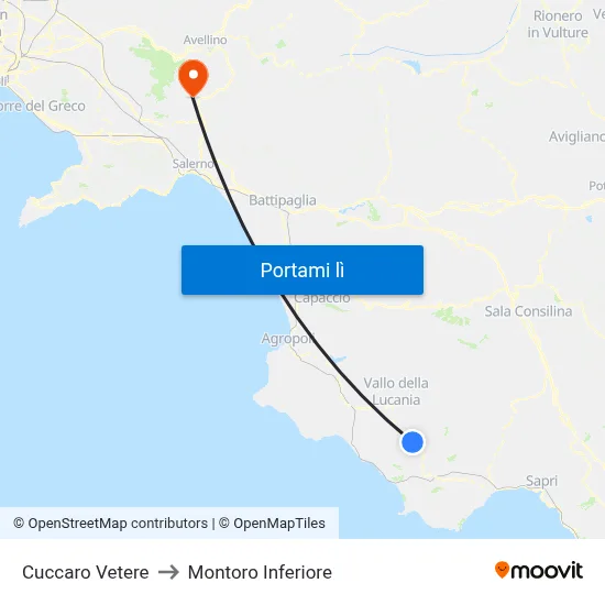 Cuccaro Vetere to Montoro Inferiore map