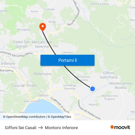 Giffoni Sei Casali to Montoro Inferiore map