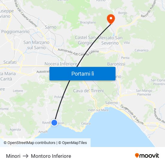 Minori to Montoro Inferiore map