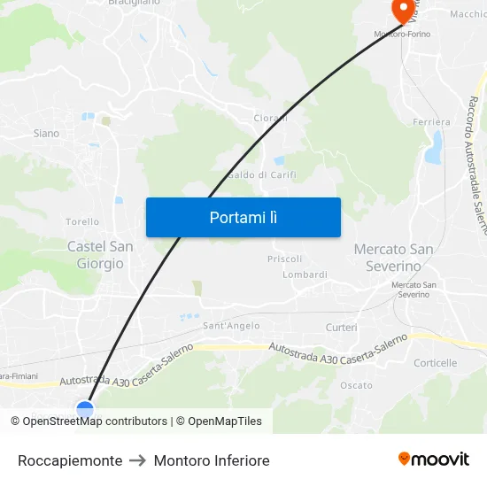 Roccapiemonte to Montoro Inferiore map