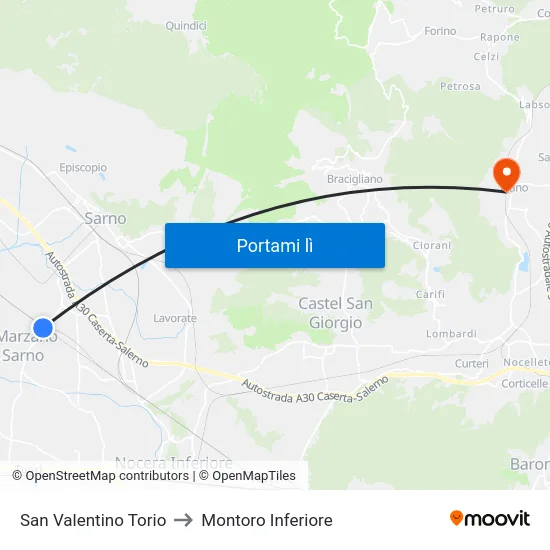 San Valentino Torio to Montoro Inferiore map