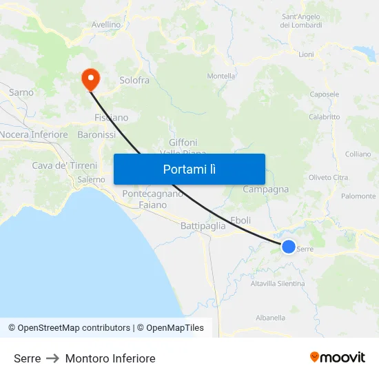 Serre to Montoro Inferiore map