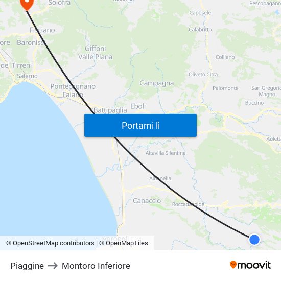 Piaggine to Montoro Inferiore map