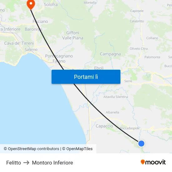 Felitto to Montoro Inferiore map