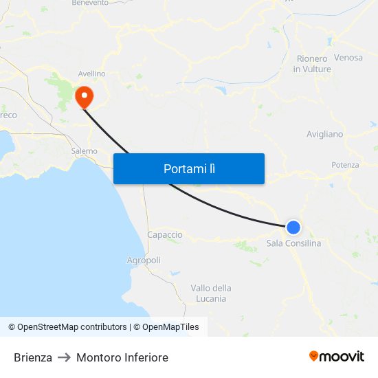 Brienza to Montoro Inferiore map