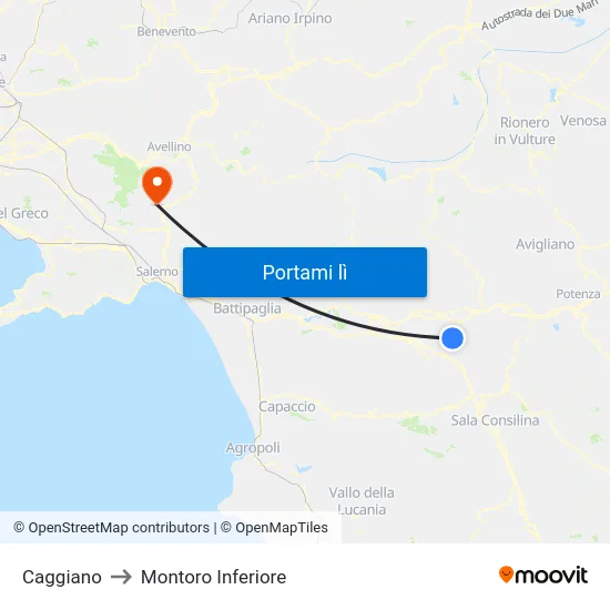 Caggiano to Montoro Inferiore map